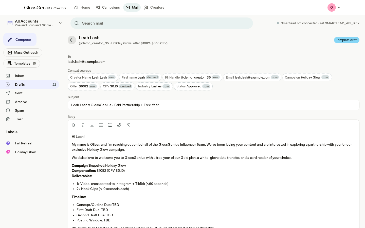 Draft editor screenshot